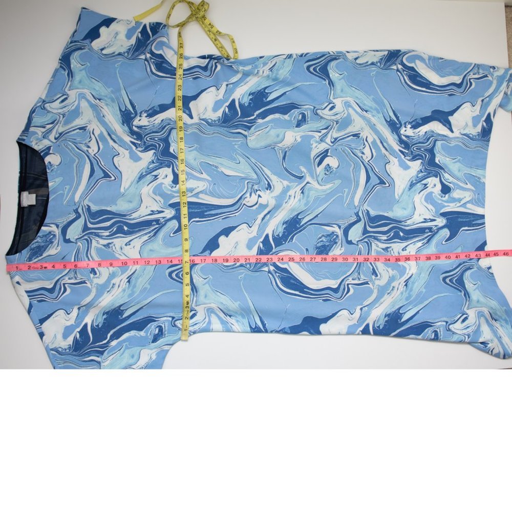 Chico's Painted Stone Midi Dress Lightweight Marbled Blue White 1 Medium New - Picture 6 of 6
